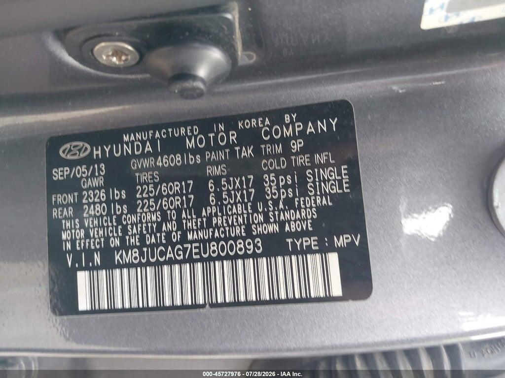 KM8JUCAG7EU800893 2014 HYUNDAI TUCSON photo no. 9