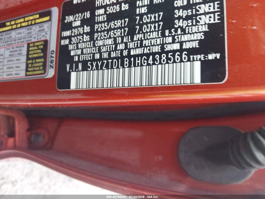 5XYZTDLB1HG438566 2017 HYUNDAI SANTA FE SPORT photo no. 9