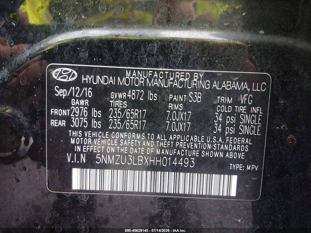 5NMZU3LBXHH014493 2017 HYUNDAI SANTA FE SPORT photo no. 9