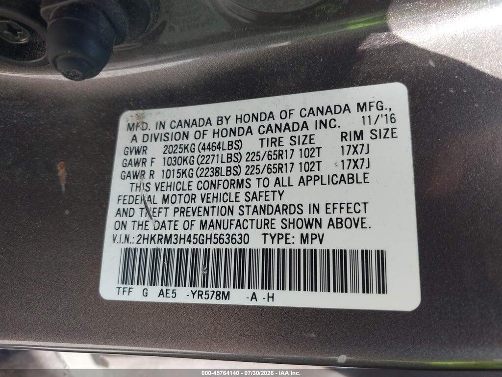 2HKRM3H45GH563630 2016 HONDA CR-V photo no. 9