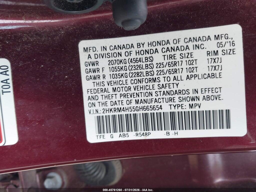 2HKRM4H55GH665654 2016 HONDA CR-V photo no. 9