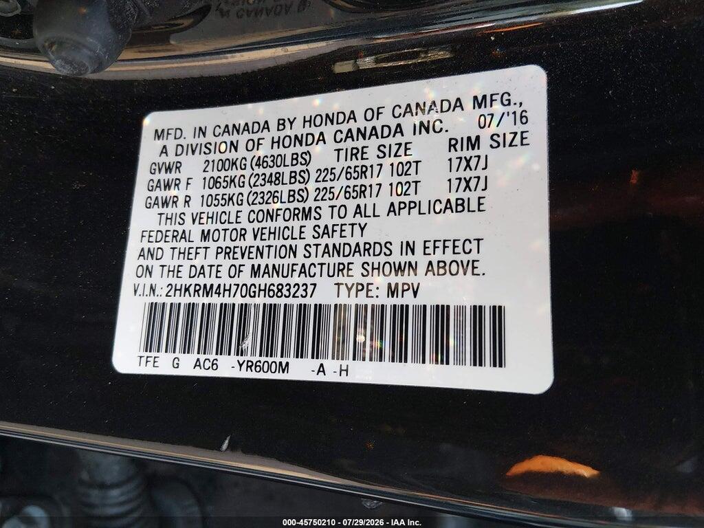 2HKRM4H70GH683237 2016 HONDA CR-V photo no. 9
