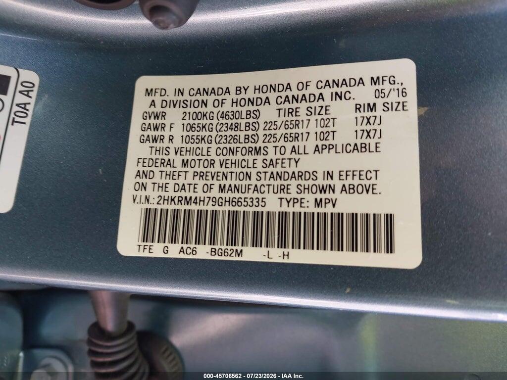2HKRM4H79GH665335 2016 HONDA CR-V photo no. 9