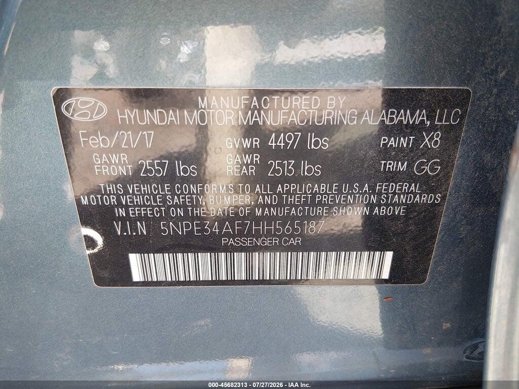 5NPE34AF7HH565187 2017 HYUNDAI SONATA photo no. 9