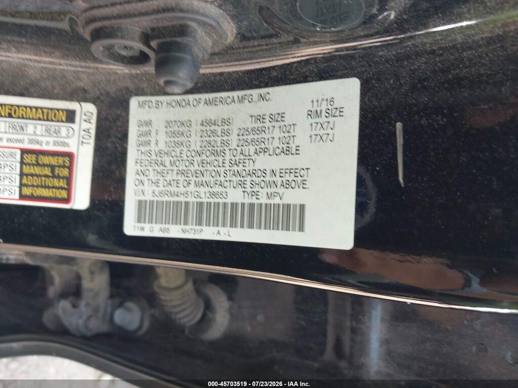 5J6RM4H51GL138653 2016 HONDA CR-V photo no. 9