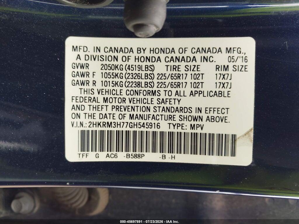 2HKRM3H77GH545916 2016 HONDA CR-V photo no. 9