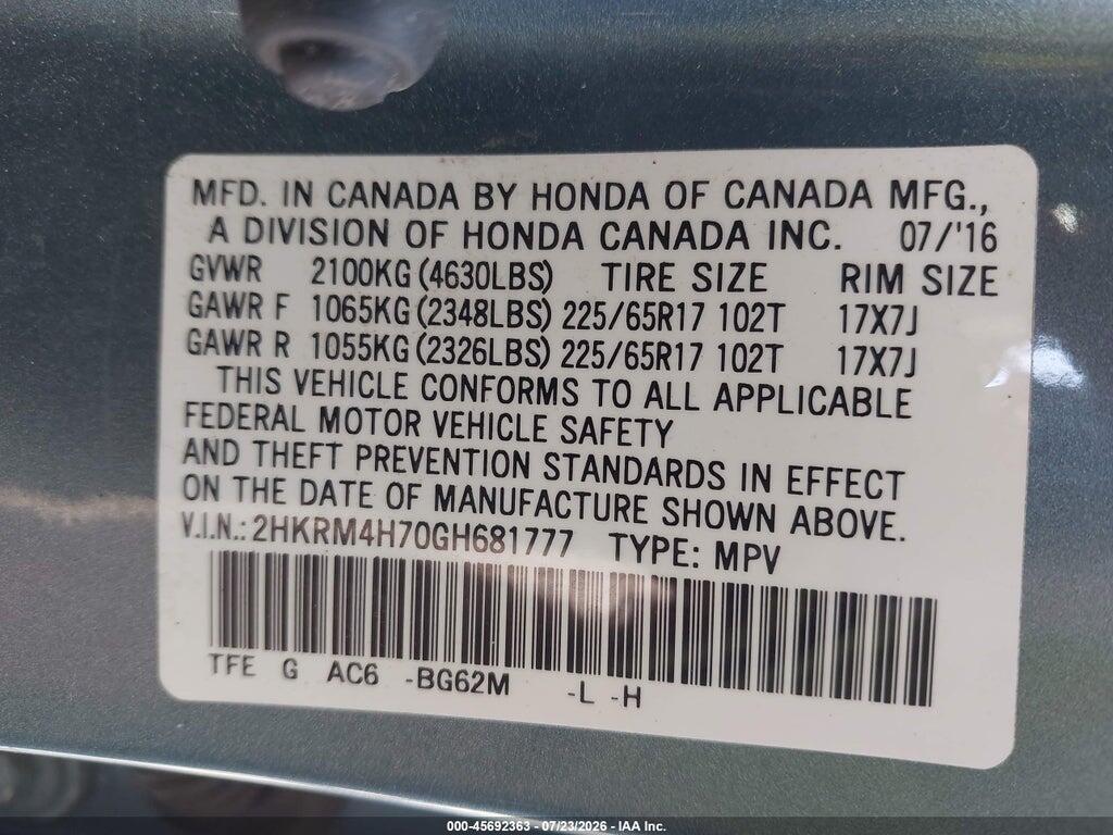 2HKRM4H70GH681777 2016 HONDA CR-V photo no. 9