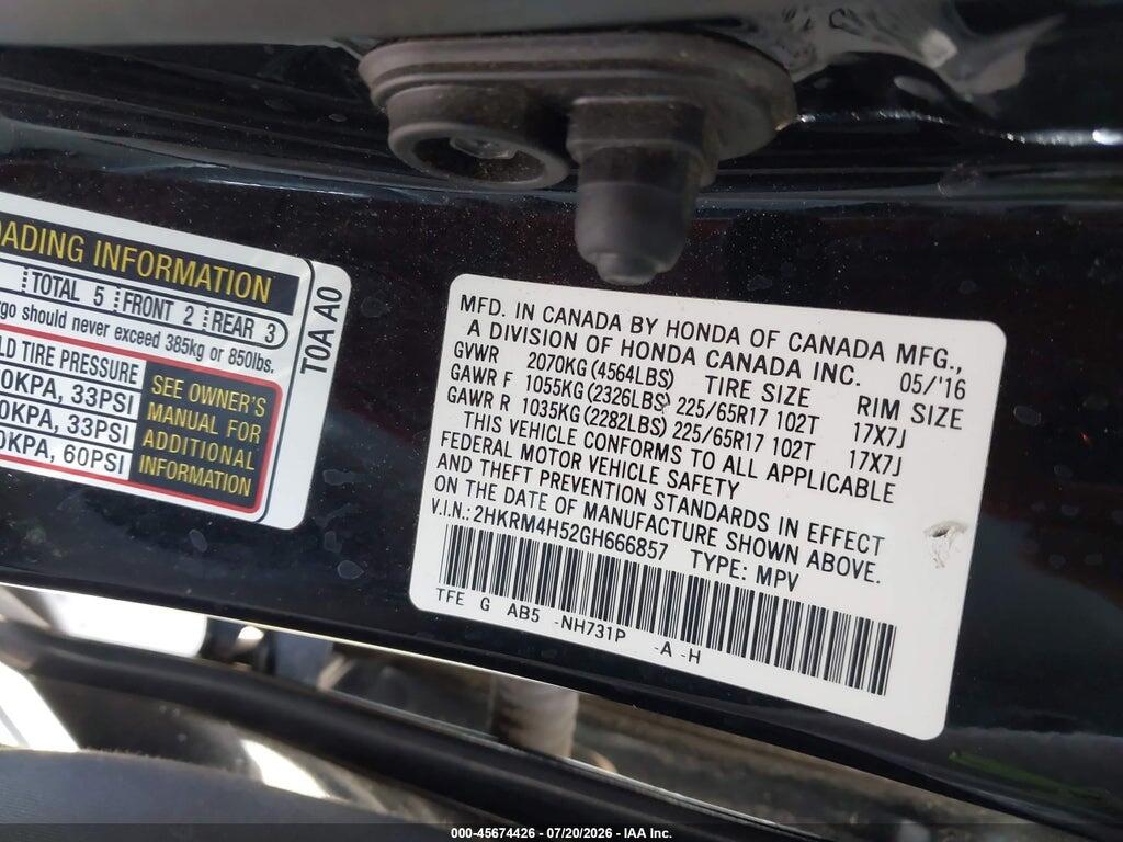 2HKRM4H52GH666857 2016 HONDA CR-V photo no. 9