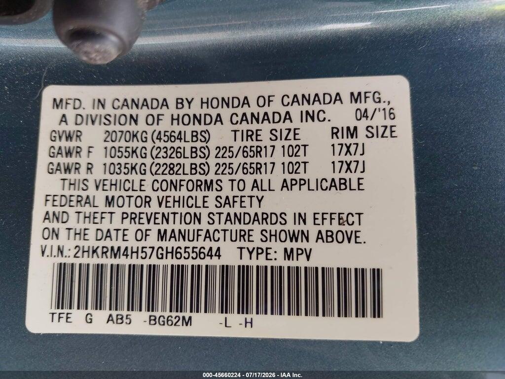 2HKRM4H57GH655644 2016 HONDA CR-V photo no. 9