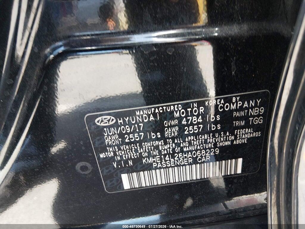 KMHE14L26HA068229 2017 HYUNDAI SONATA PLUG-IN HYBRID photo no. 9