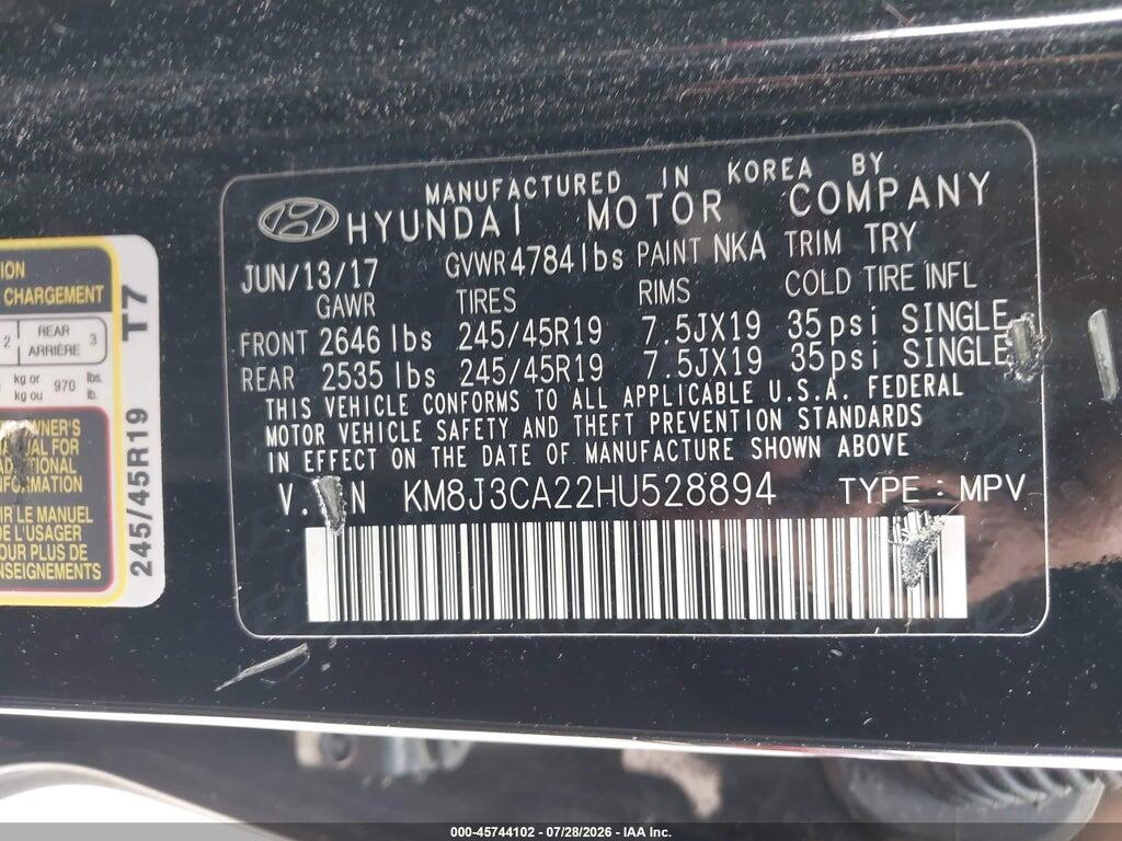 KM8J3CA22HU528894 2017 HYUNDAI TUCSON photo no. 9