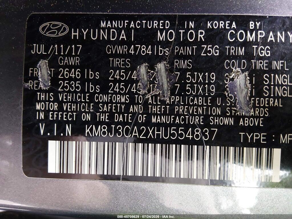 KM8J3CA2XHU554837 2017 HYUNDAI TUCSON photo no. 9