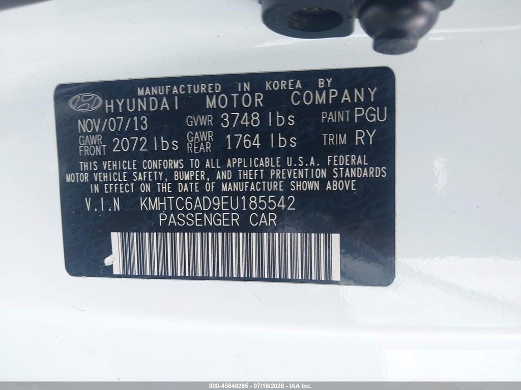 KMHTC6AD9EU185542 2014 HYUNDAI VELOSTER photo no. 9