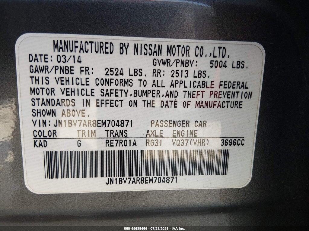 JN1BV7AR8EM704871 2014 INFINITI Q50 photo no. 9