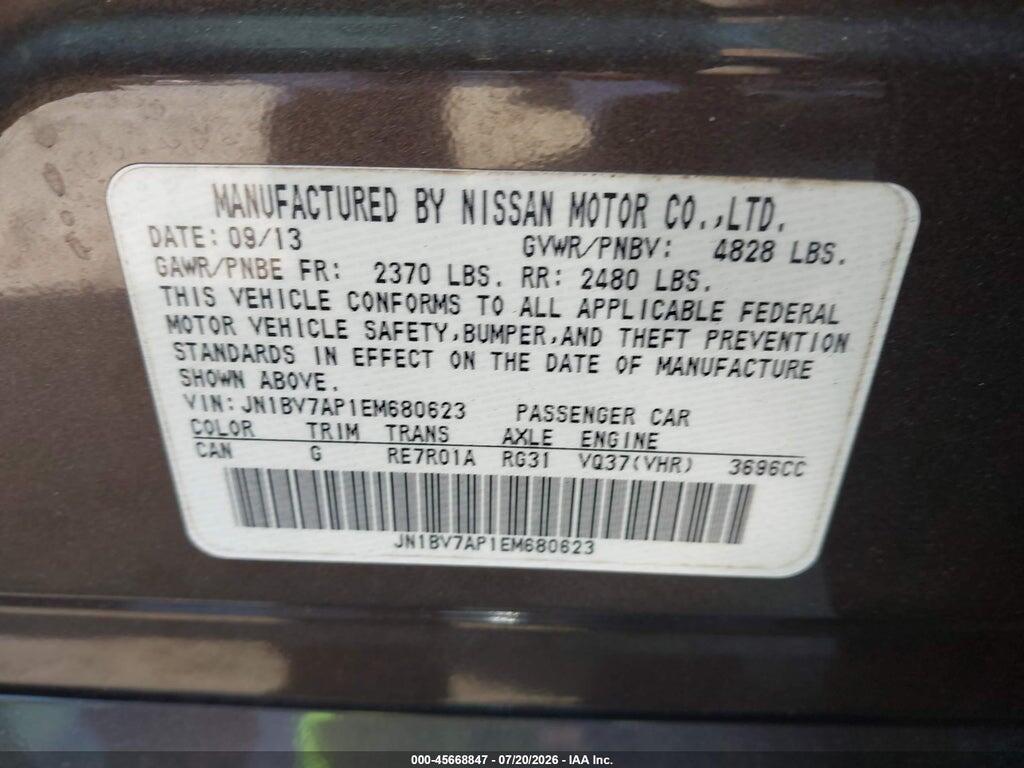 JN1BV7AP1EM680623 2014 INFINITI Q50 photo no. 9