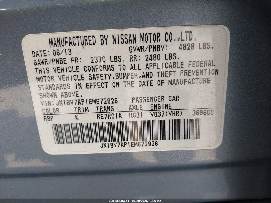 JN1BV7AP1EM672926 2014 INFINITI Q50 photo no. 9
