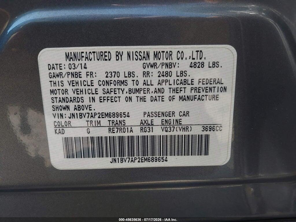 JN1BV7AP2EM689654 2014 INFINITI Q50 photo no. 9