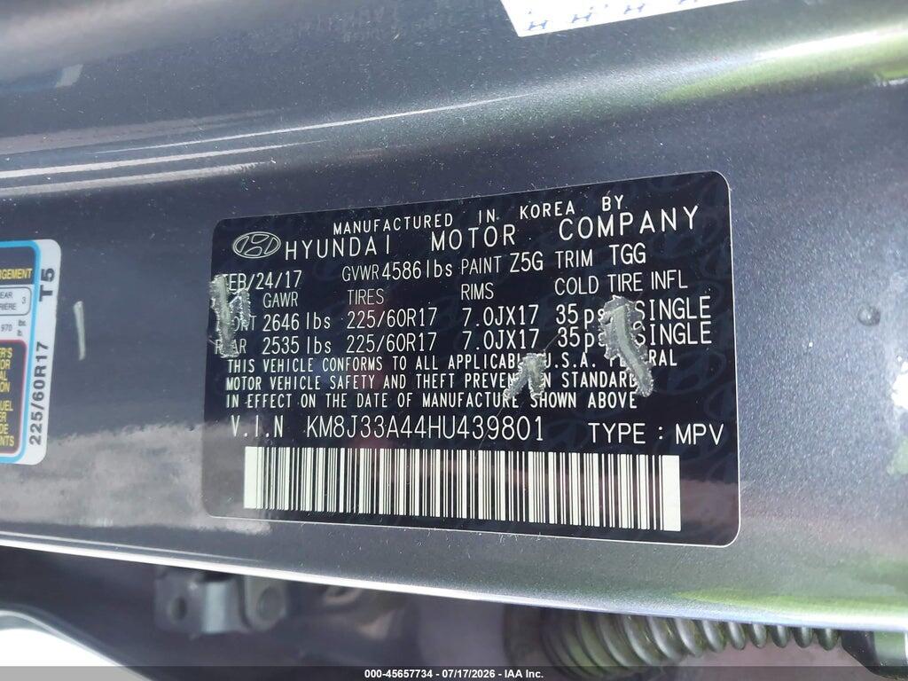 KM8J33A44HU439801 2017 HYUNDAI TUCSON photo no. 9