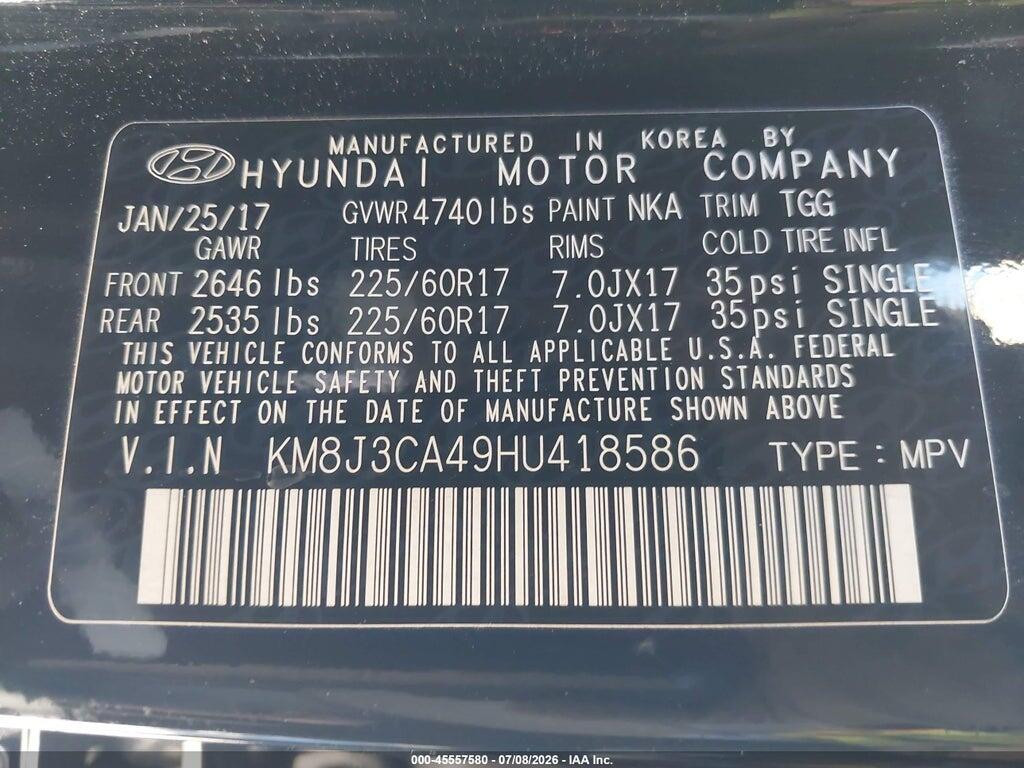 KM8J3CA49HU418586 2017 HYUNDAI TUCSON photo no. 9