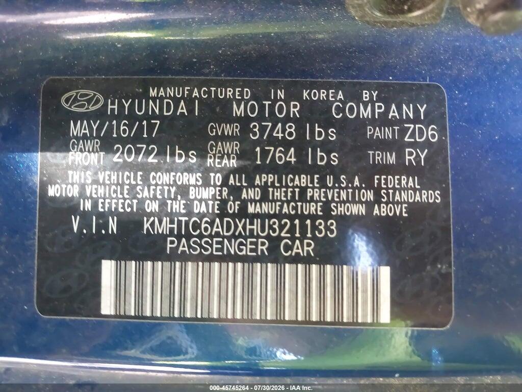 KMHTC6ADXHU321133 2017 HYUNDAI VELOSTER photo no. 9