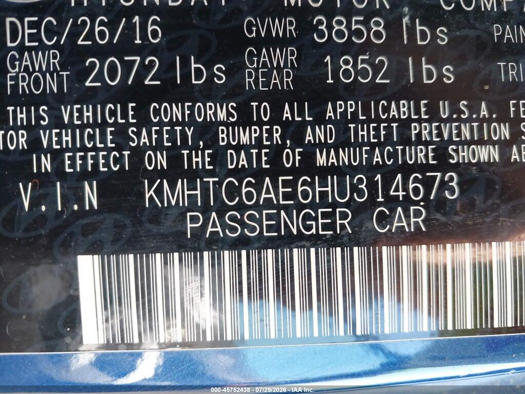 KMHTC6AE6HU314673 2017 HYUNDAI VELOSTER photo no. 9