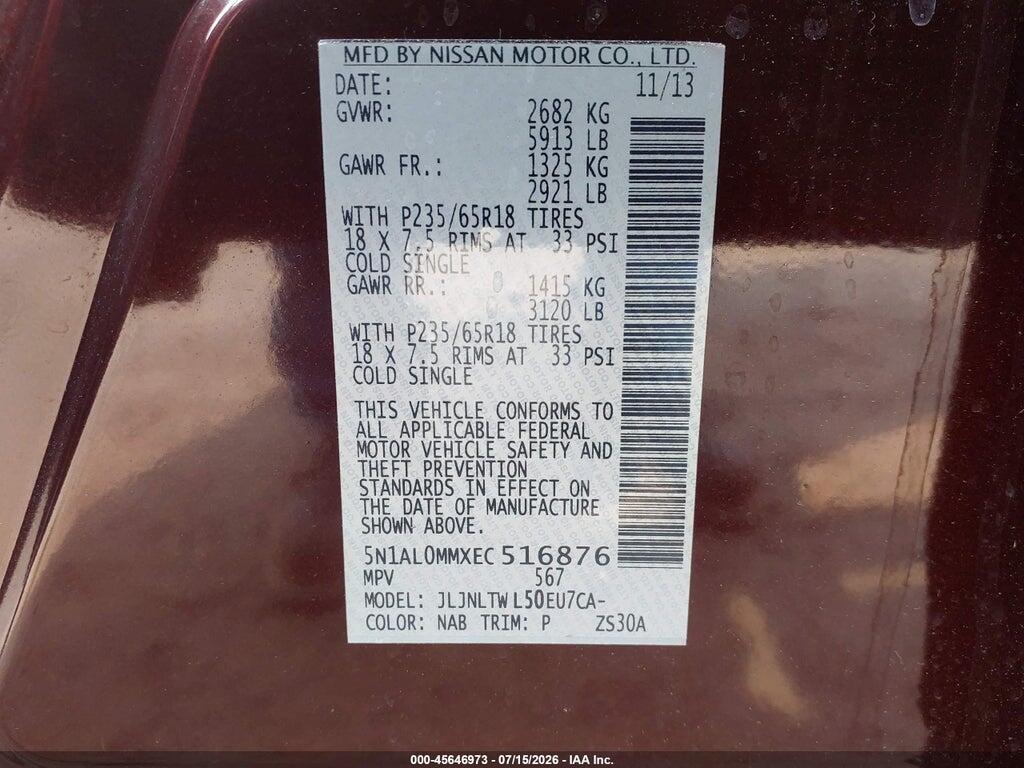 5N1AL0MMXEC516876 2014 INFINITI QX60 photo no. 9