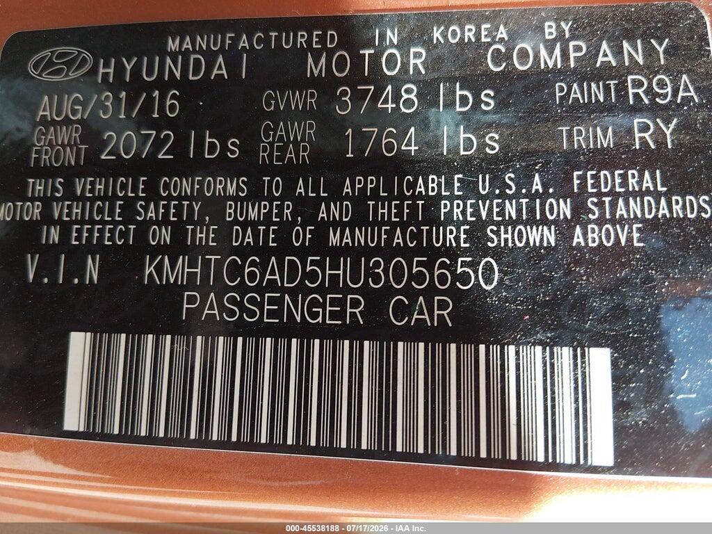 KMHTC6AD5HU305650 2017 HYUNDAI VELOSTER photo no. 9
