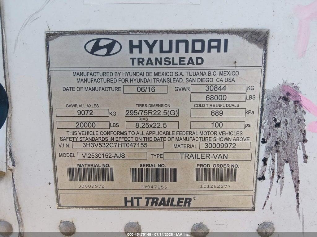 3H3V532C7HT047155 2017 HYUNDAI TRANSLEAD INC 53' SEMI TRAILER photo no. 9