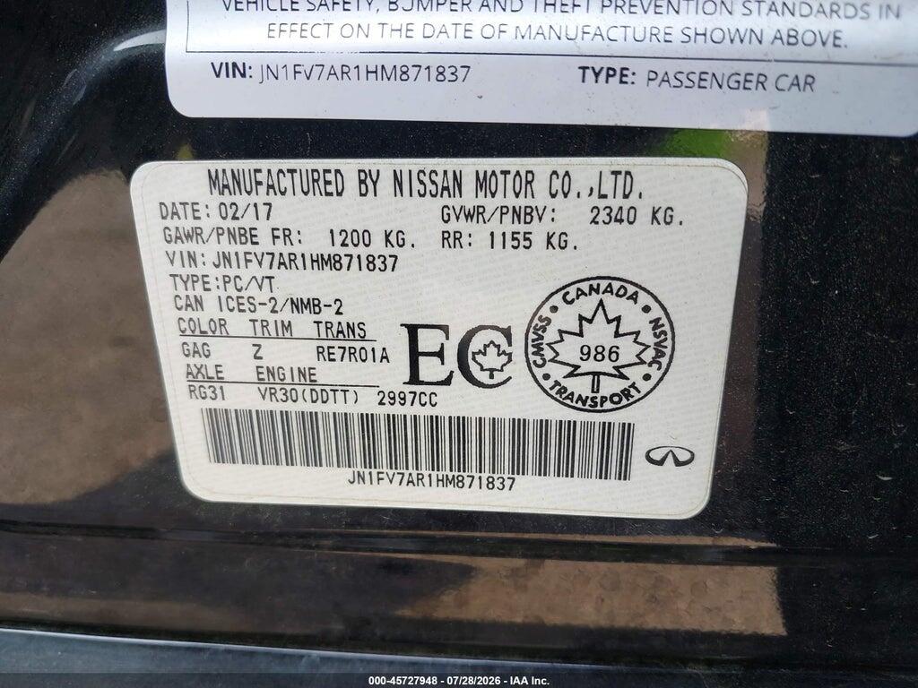 JN1FV7AR1HM871837 2017 INFINITI Q50 photo no. 9