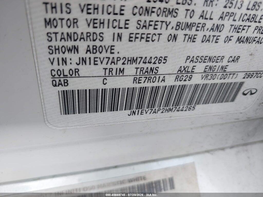 JN1EV7AP2HM744265 2017 INFINITI Q50 photo no. 9