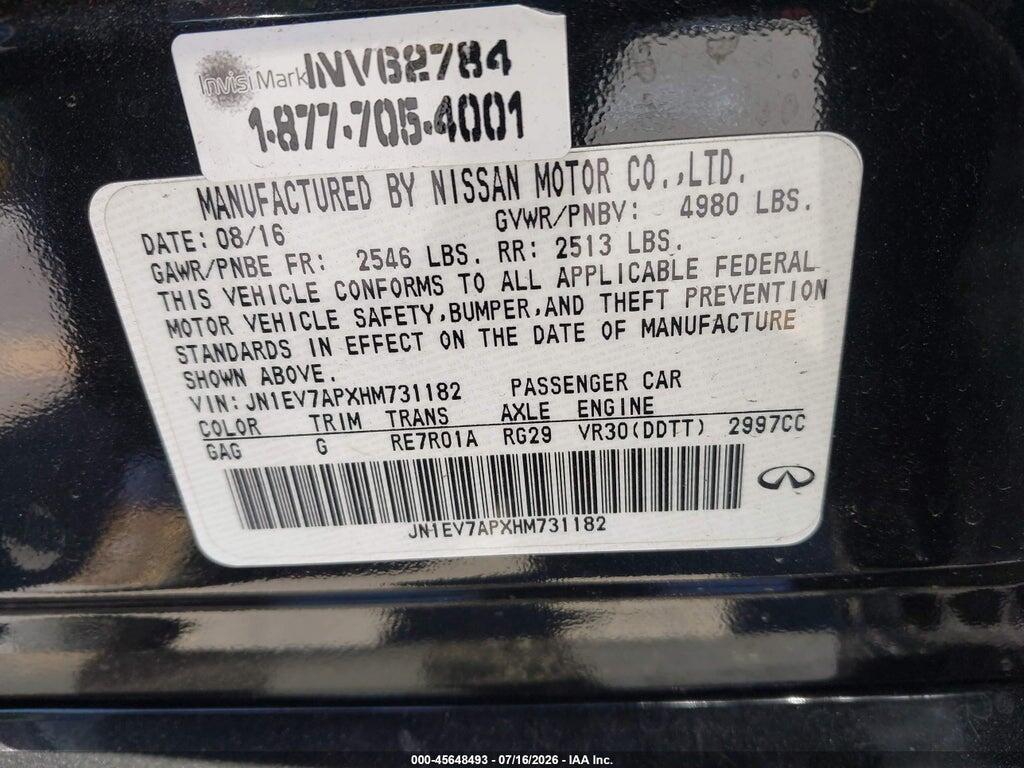 JN1EV7APXHM731182 2017 INFINITI Q50 photo no. 9
