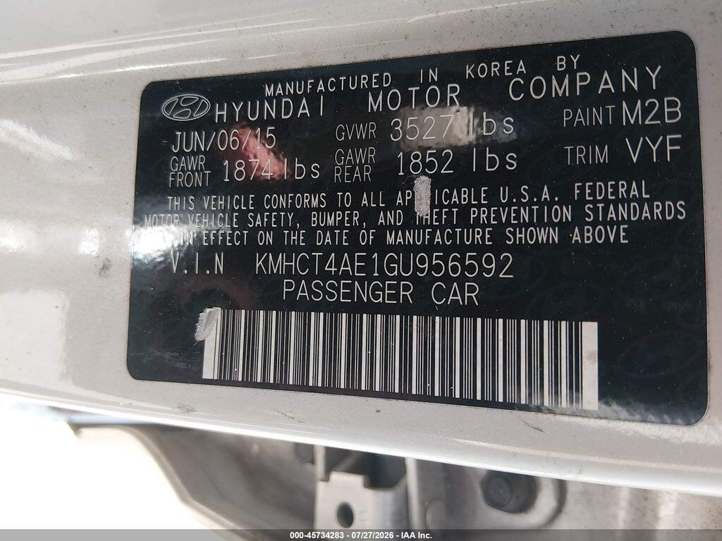 KMHCT4AE1GU956592 2016 HYUNDAI ACCENT photo no. 9