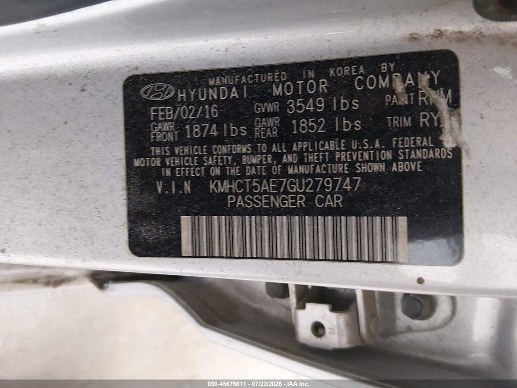 KMHCT5AE7GU279747 2016 HYUNDAI ACCENT photo no. 9