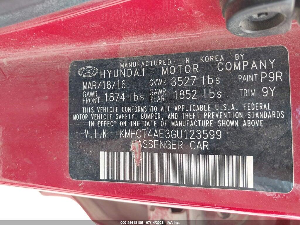 KMHCT4AE3GU123599 2016 HYUNDAI ACCENT photo no. 9