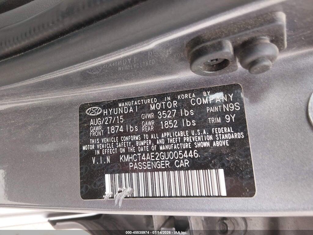 KMHCT4AE2GU005446 2016 HYUNDAI ACCENT photo no. 9