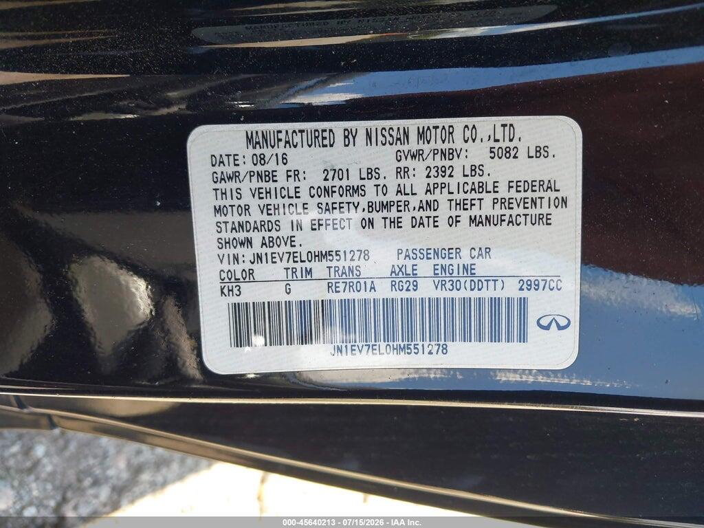 JN1EV7EL0HM551278 2017 INFINITI Q60 photo no. 9