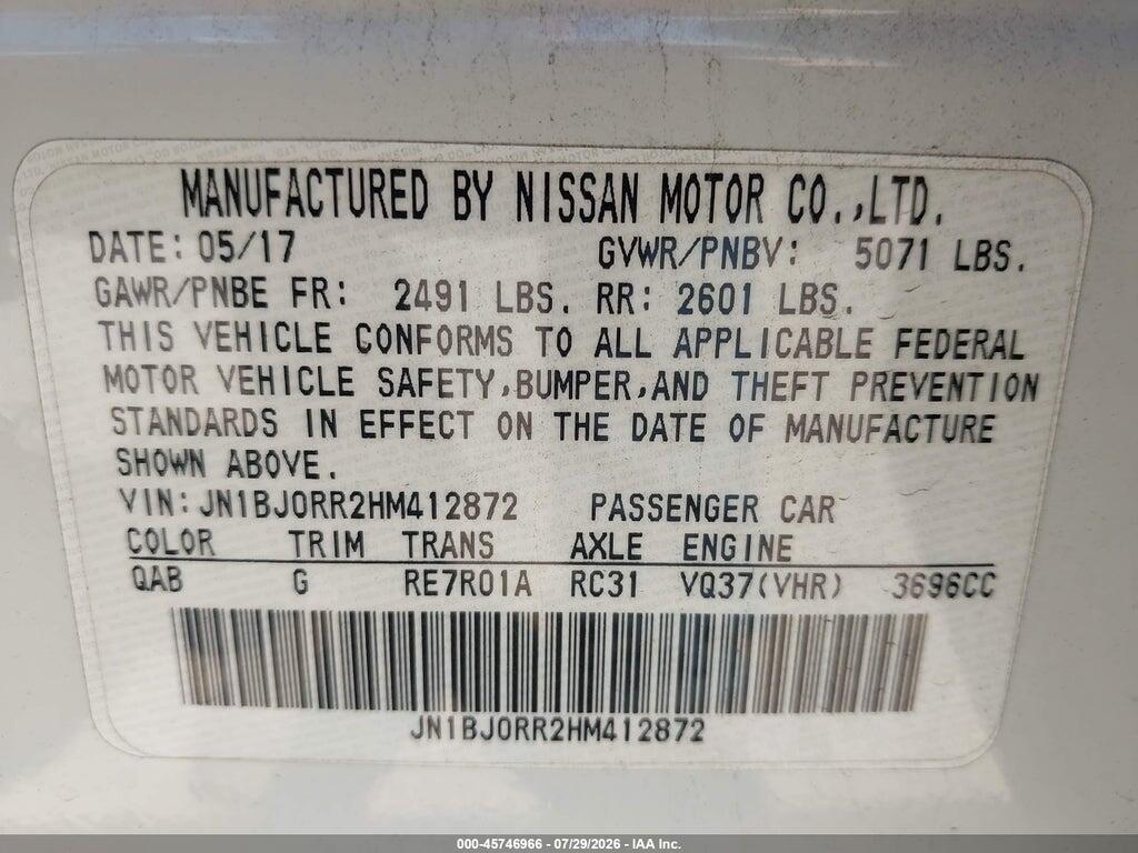 JN1BJ0RR2HM412872 2017 INFINITI QX50 photo no. 9
