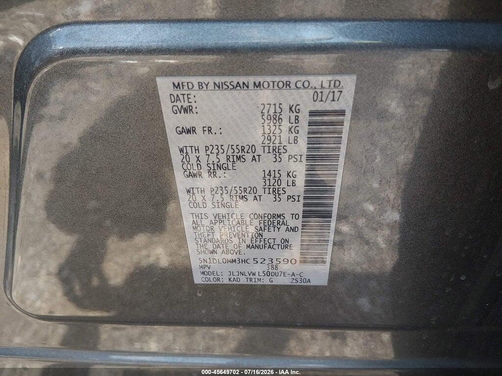 5N1DL0MM3HC523590 2017 INFINITI QX60 photo no. 9