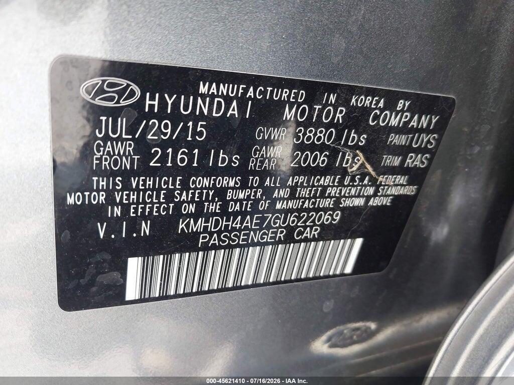 KMHDH4AE7GU622069 2016 HYUNDAI ELANTRA photo no. 9