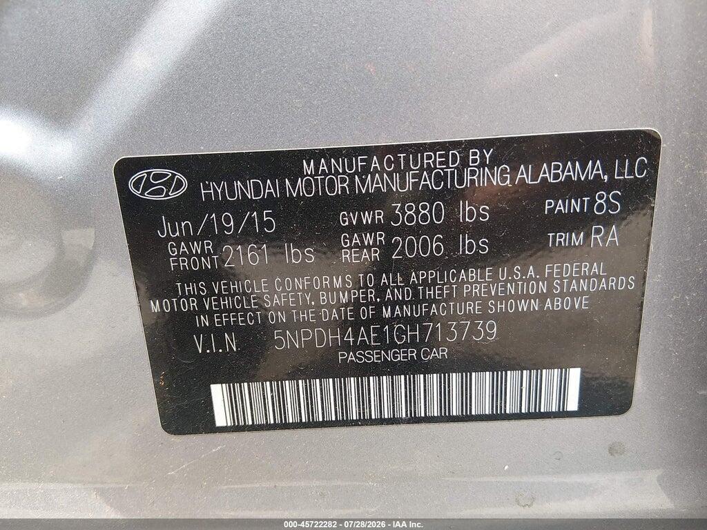 5NPDH4AE1GH713739 2016 HYUNDAI ELANTRA photo no. 9