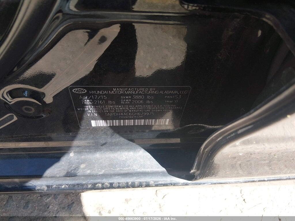 5NPDH4AE6GH679975 2016 HYUNDAI ELANTRA photo no. 9