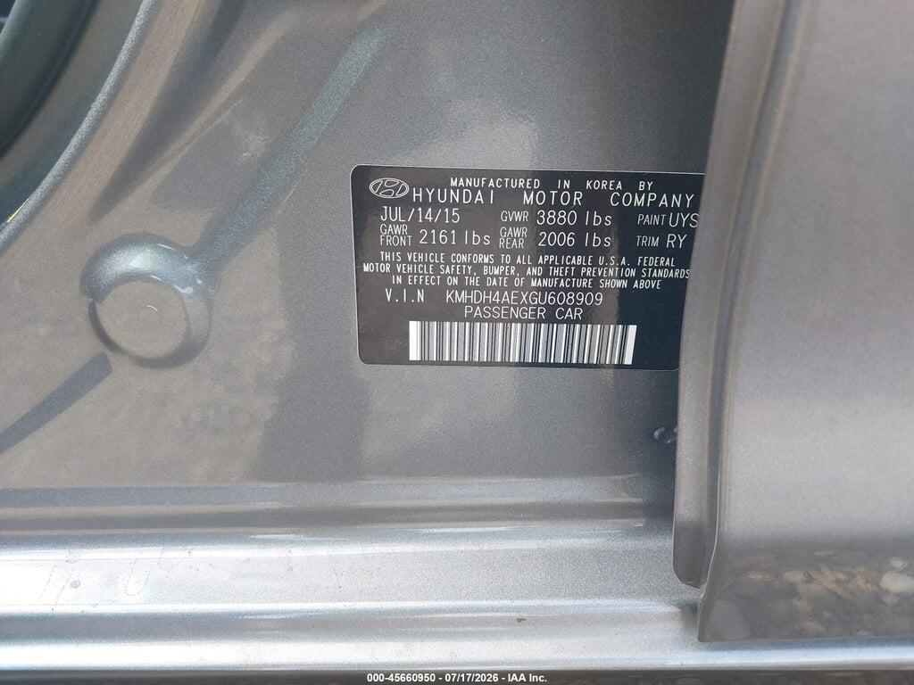 KMHDH4AEXGU608909 2016 HYUNDAI ELANTRA photo no. 9