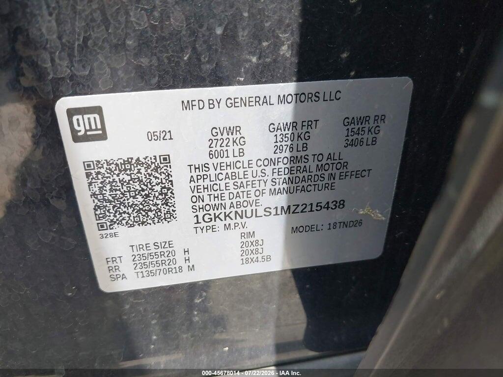 1GKKNULS1MZ215438 2021 GMC ACADIA photo no. 9