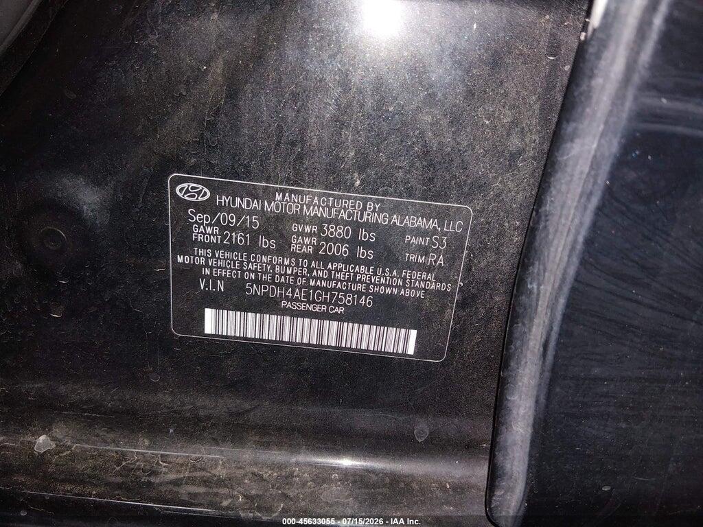 5NPDH4AE1GH758146 2016 HYUNDAI ELANTRA photo no. 9