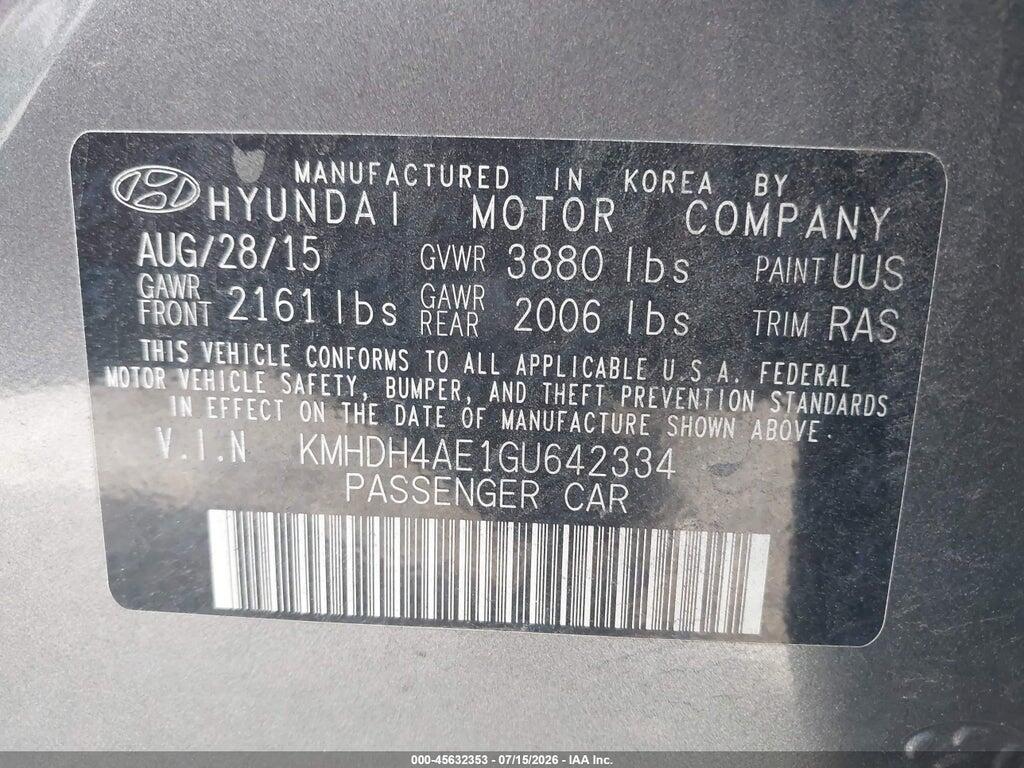 KMHDH4AE1GU642334 2016 HYUNDAI ELANTRA photo no. 9