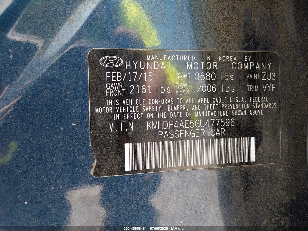 KMHDH4AE5GU477596 2016 HYUNDAI ELANTRA photo no. 9