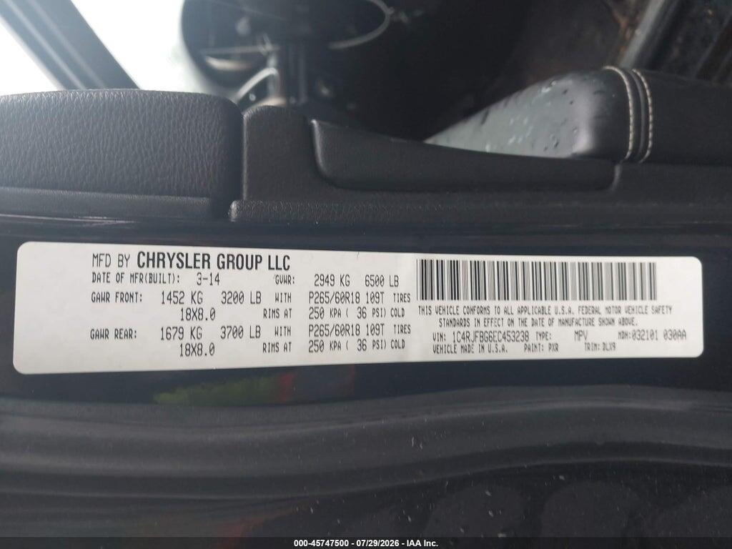 1C4RJFBG6EC453238 2014 JEEP GRAND CHEROKEE photo no. 9