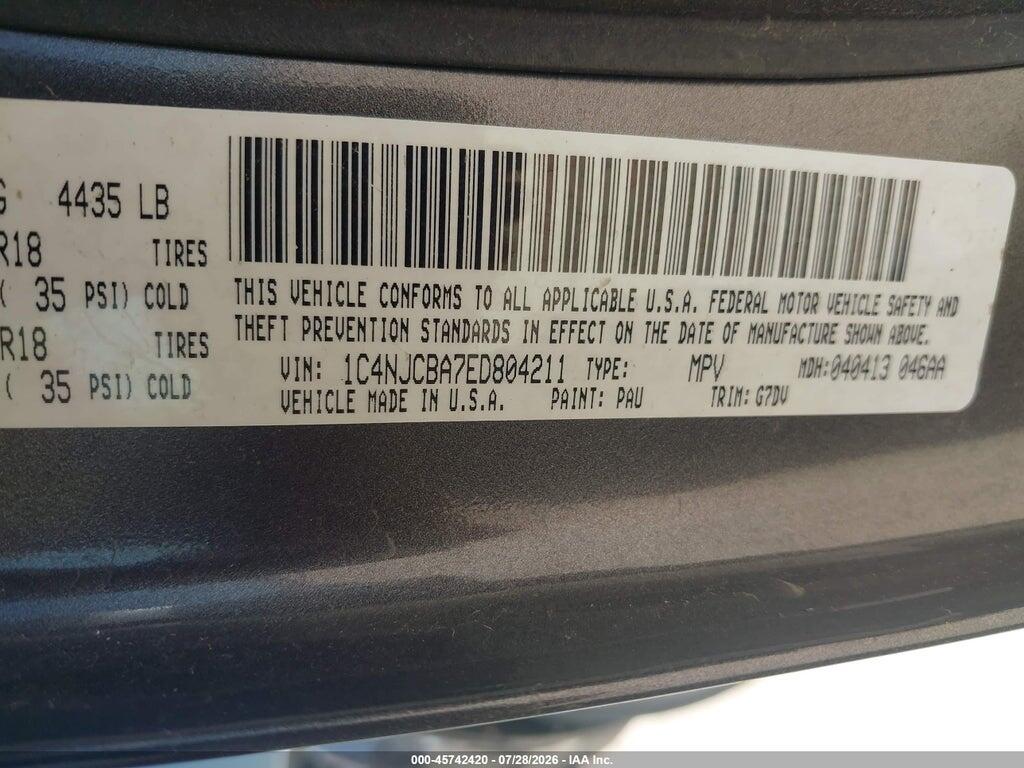 1C4NJCBA7ED804211 2014 JEEP COMPASS photo no. 9