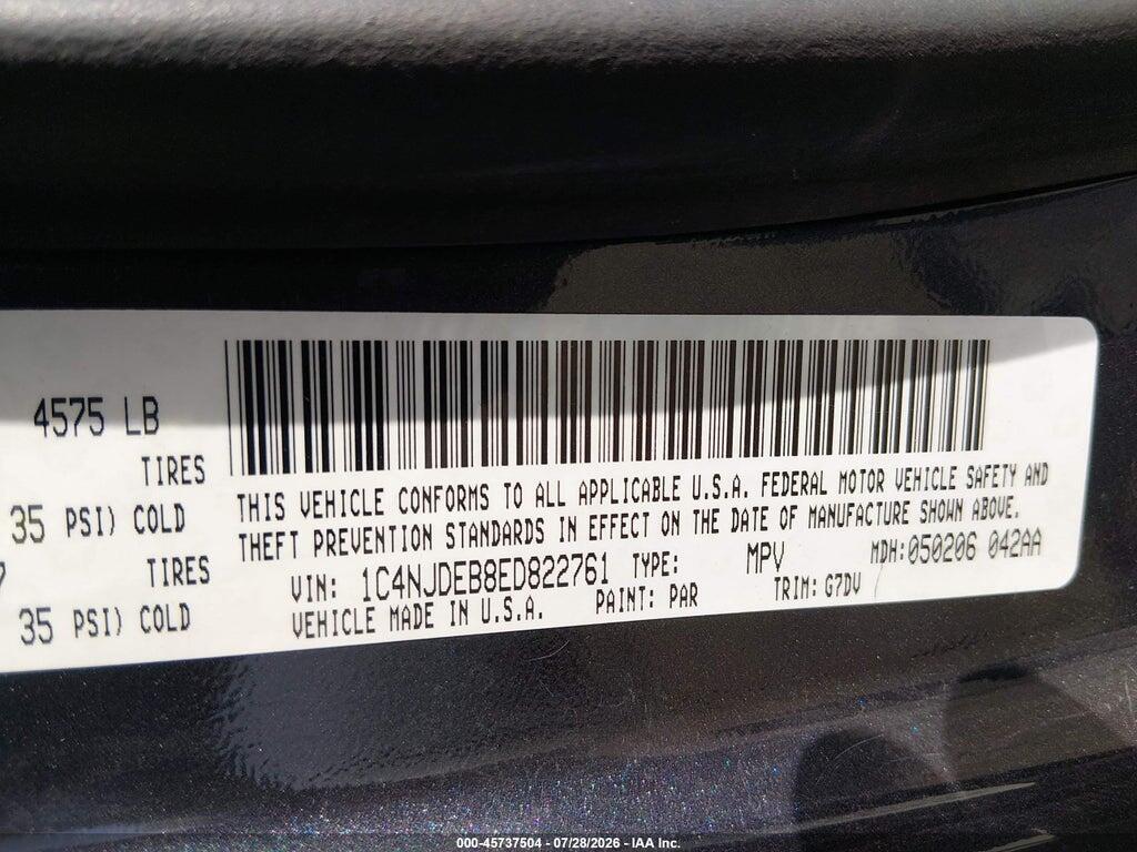 1C4NJDEB8ED822761 2014 JEEP COMPASS photo no. 9