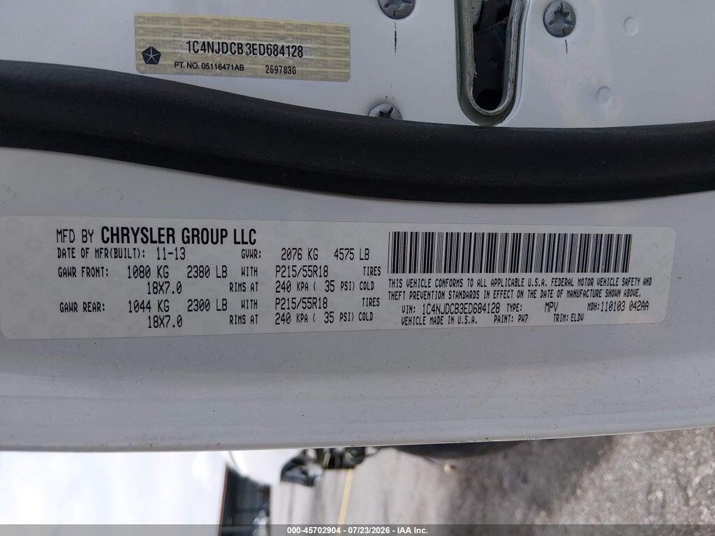 1C4NJDCB3ED684128 2014 JEEP COMPASS photo no. 9